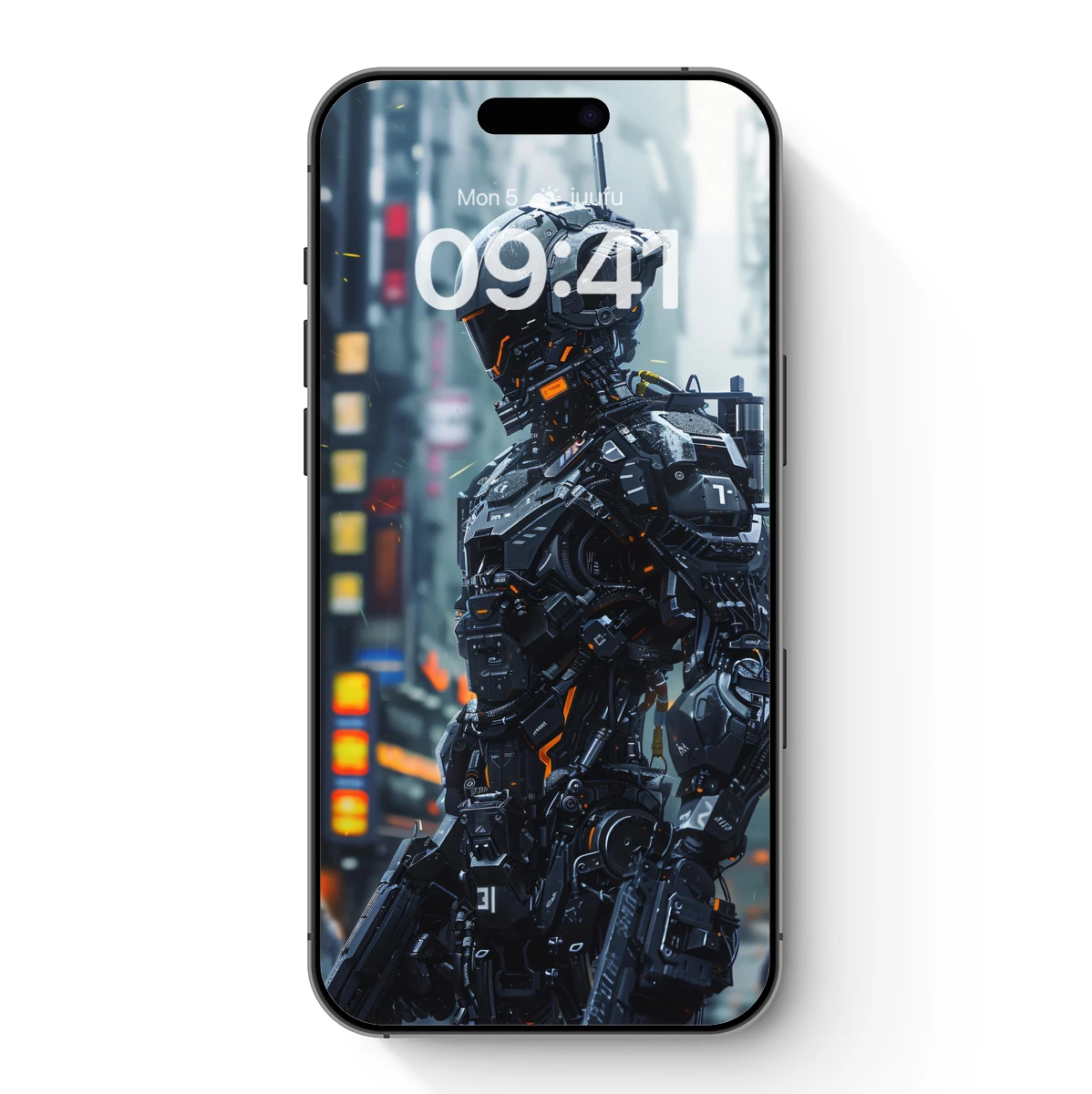 Cybernetic Sentinel in Neon Metropolis