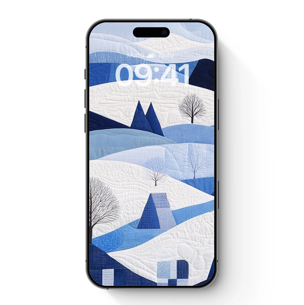 Blue Winter Quilt: Abstract Landscape in Textile Art