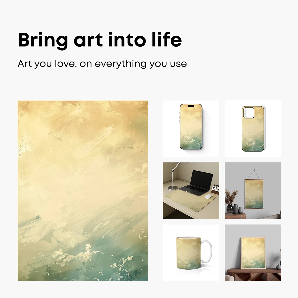 Abstract Brushstroke Symphony in Sepia and Teal - Image 2