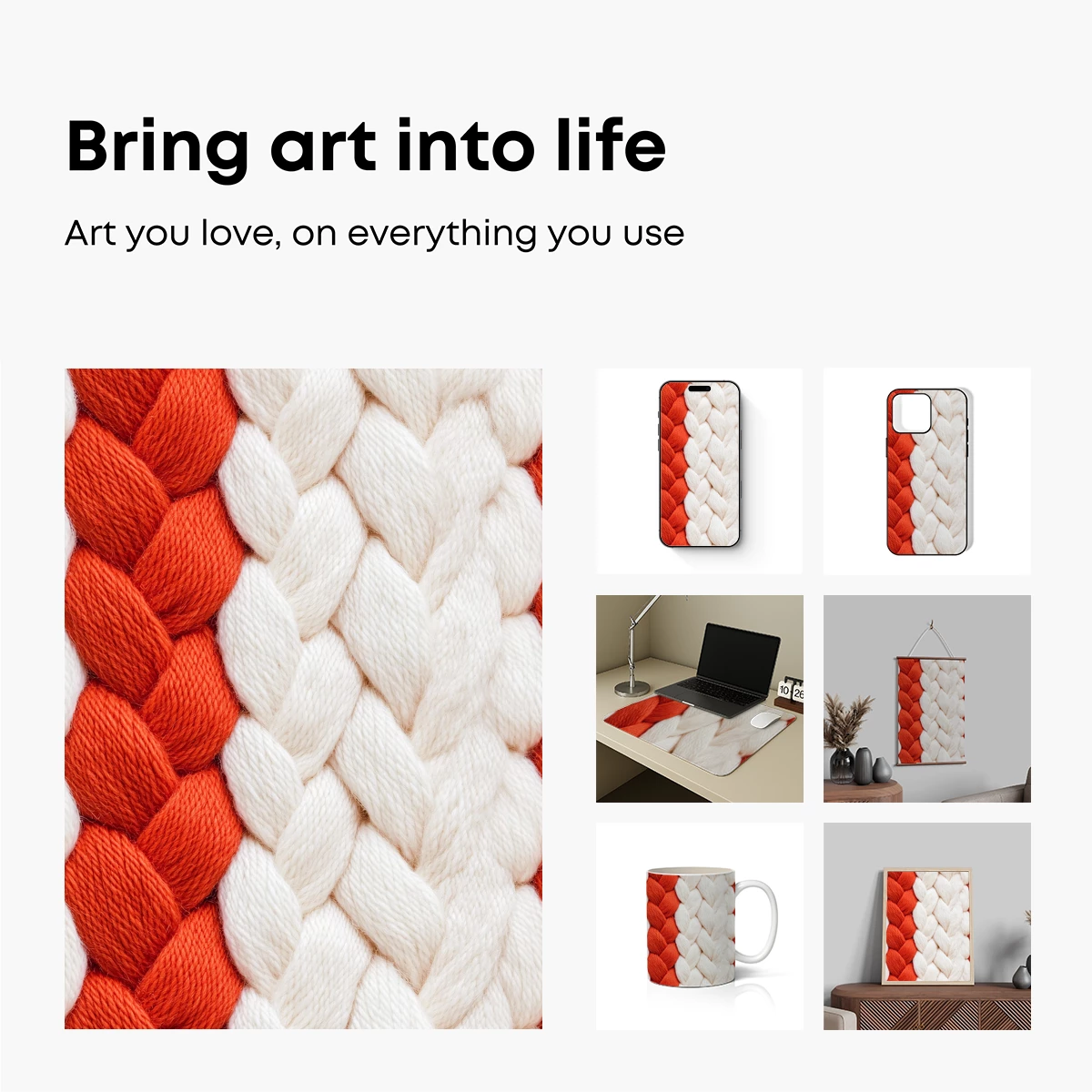 Bold Braided Yarn: Orange and Cream Harmony - Image 2