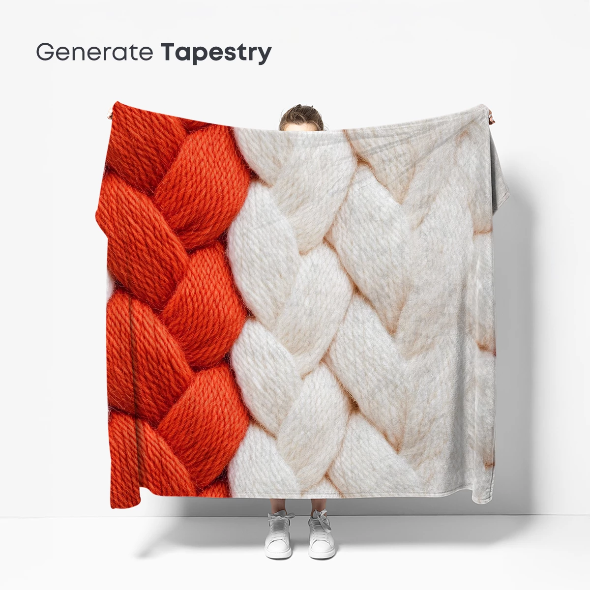 Bold Braided Yarn: Orange and Cream Harmony - Image 5