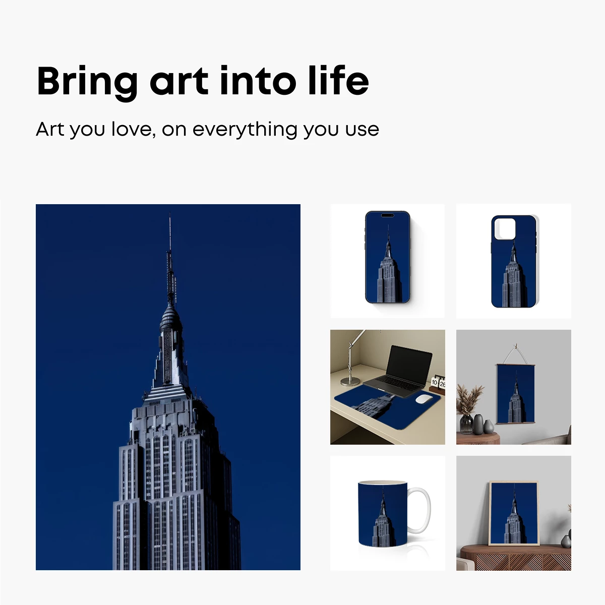 Empire State Elegance: Art Deco Skyscraper Against Midnight Blue - Image 2