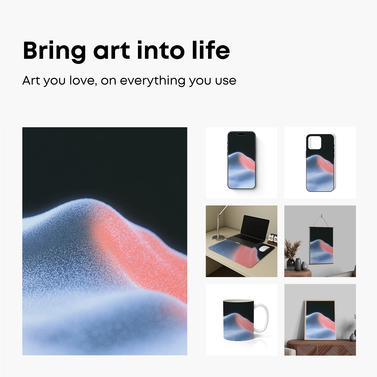 Abstract Dune Symphony: Coral and Frost - Image 2