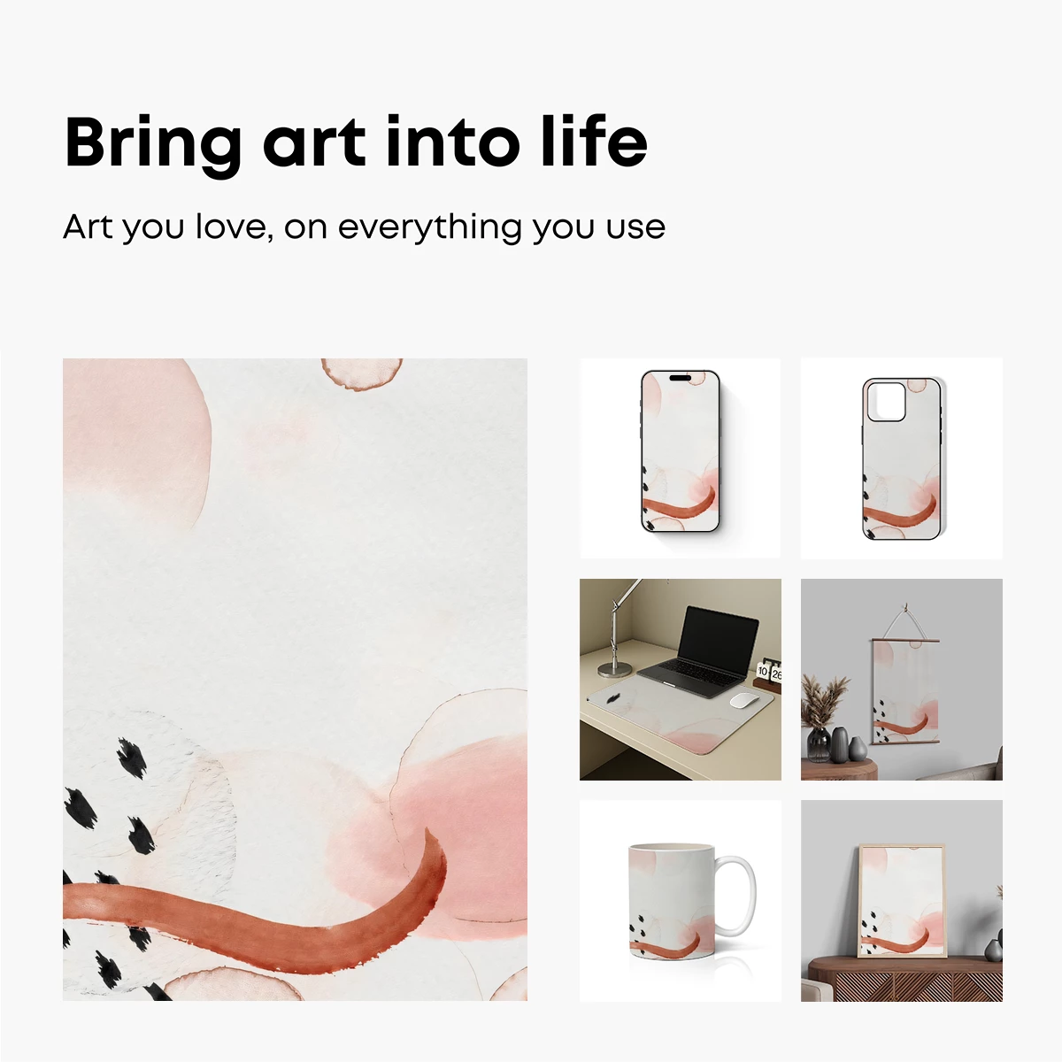 Abstract Blush: Soft Curves and Ink Dots - Image 2