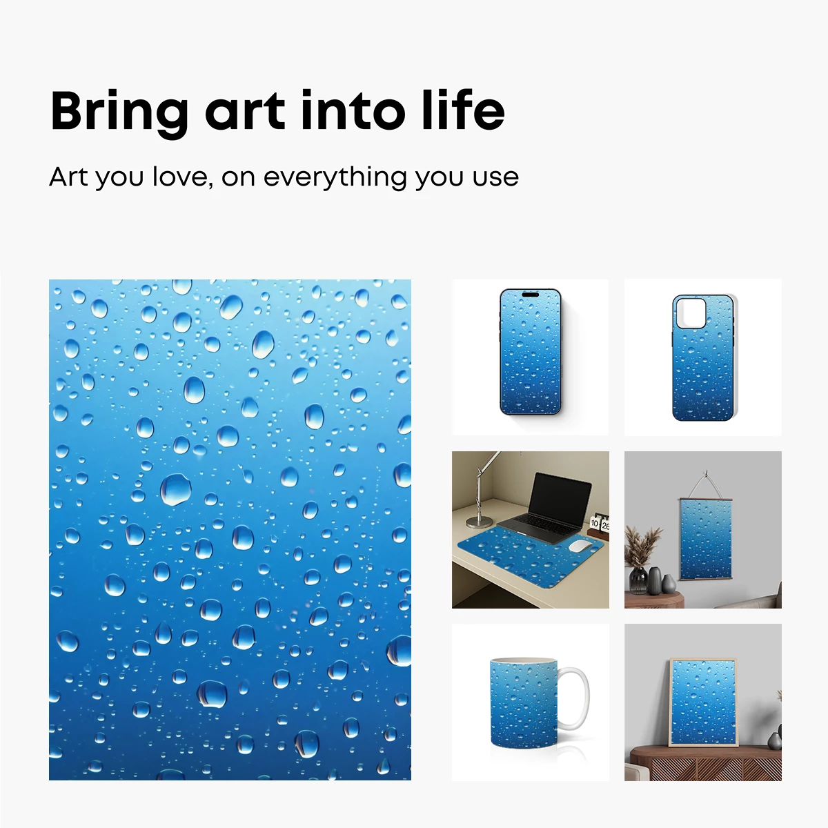 Azure Raindrops: Crystal Clarity on Blue Canvas - Image 2