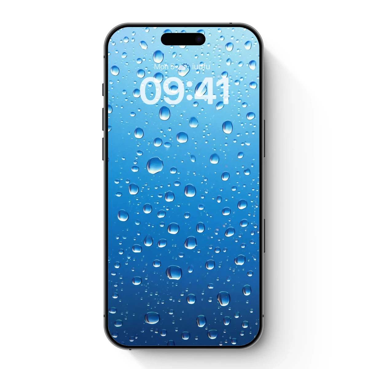 Azure Raindrops: Crystal Clarity on Blue Canvas