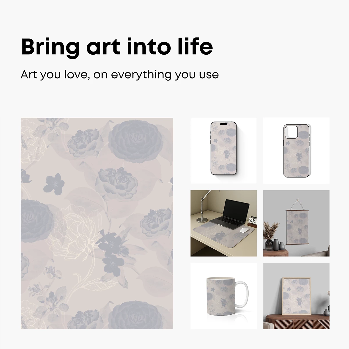 Ethereal Floral Whispers in Misty Hues - Image 2