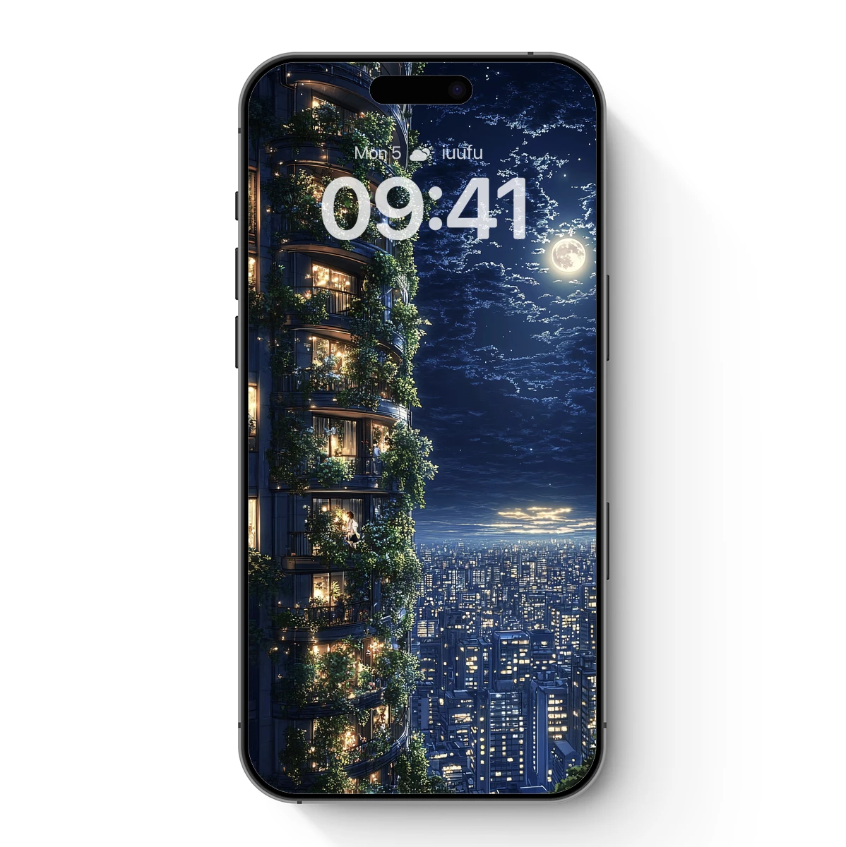 Luminous Urban Jungle Under Moonlight