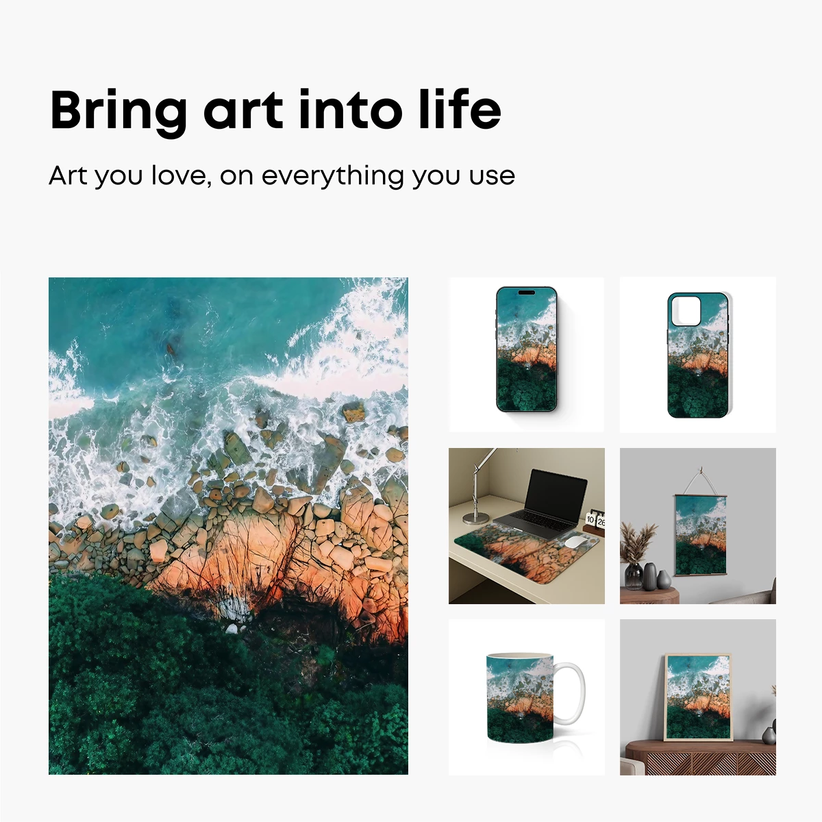 Aerial Symphony: Ocean Waves Kiss Coral Cliffs - Image 2