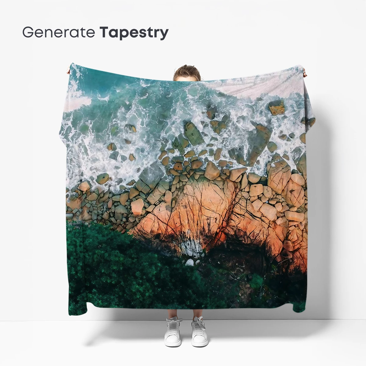 Aerial Symphony: Ocean Waves Kiss Coral Cliffs - Image 5