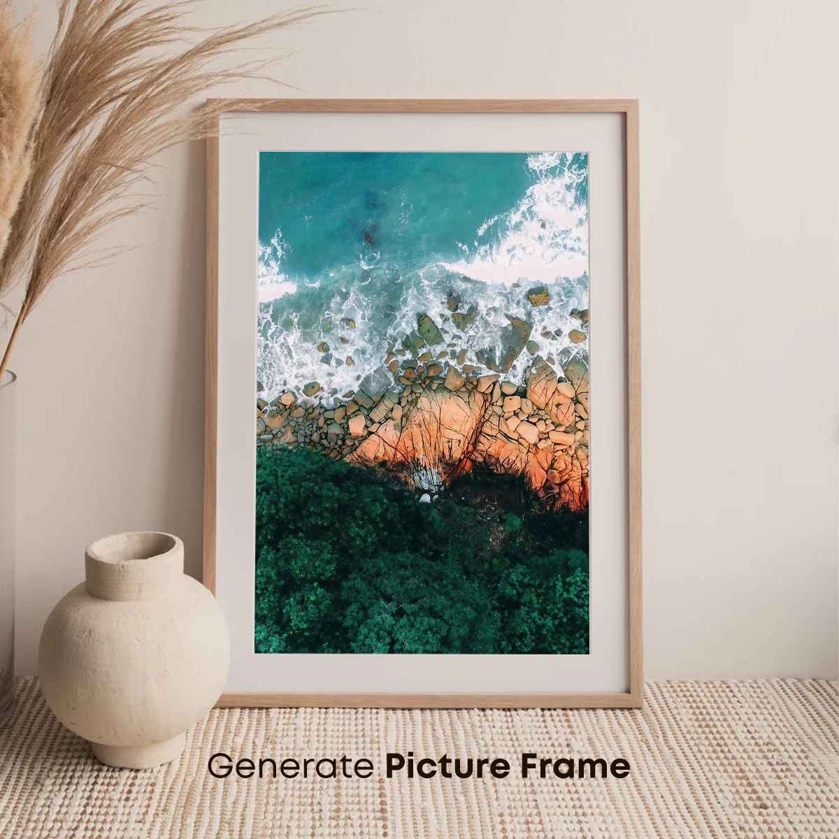 Aerial Symphony: Ocean Waves Kiss Coral Cliffs - Image 7