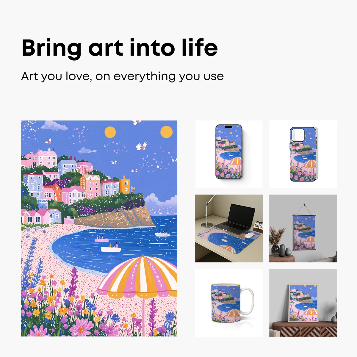 Dreamy Coastal Village with Floral Bliss - Image 2