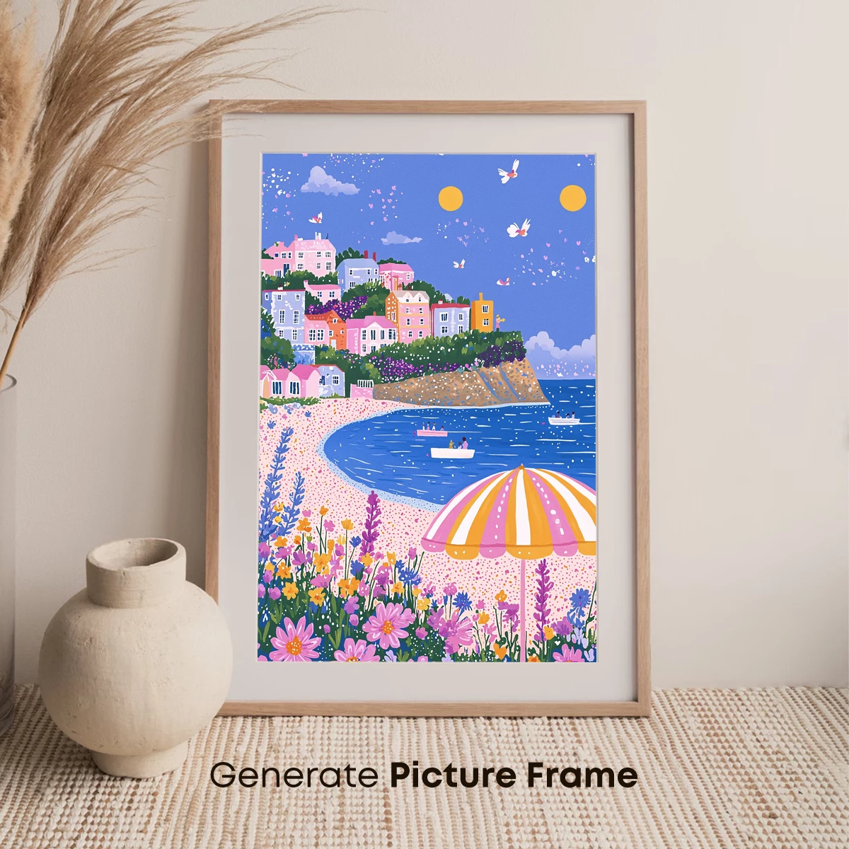 Dreamy Coastal Village with Floral Bliss - Image 7