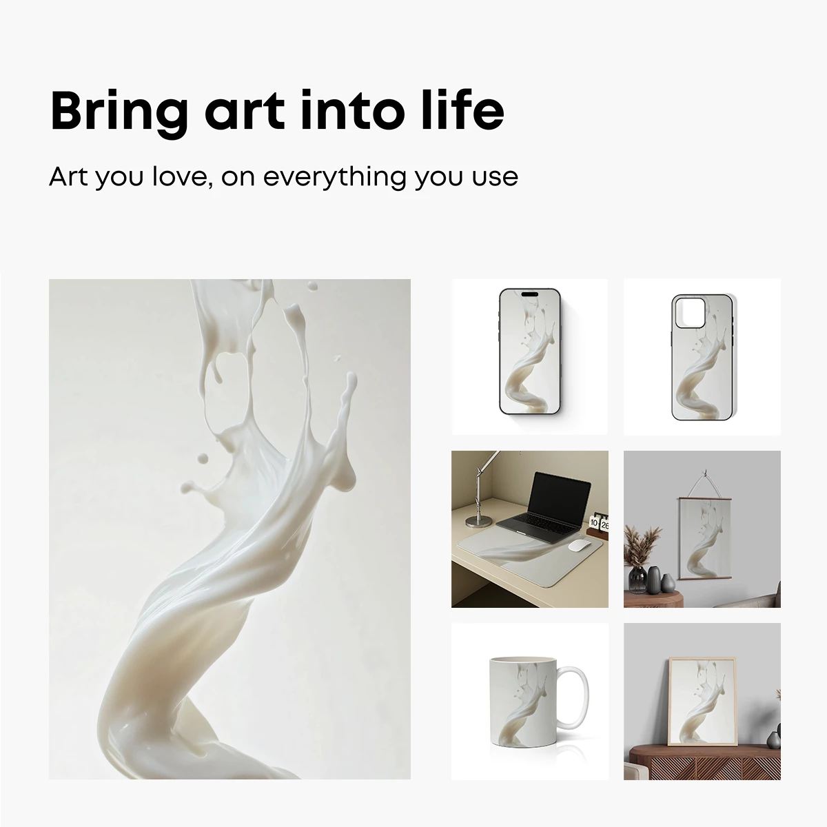 Elegant Milk Swirl: Fluid Art in Motion - Image 2