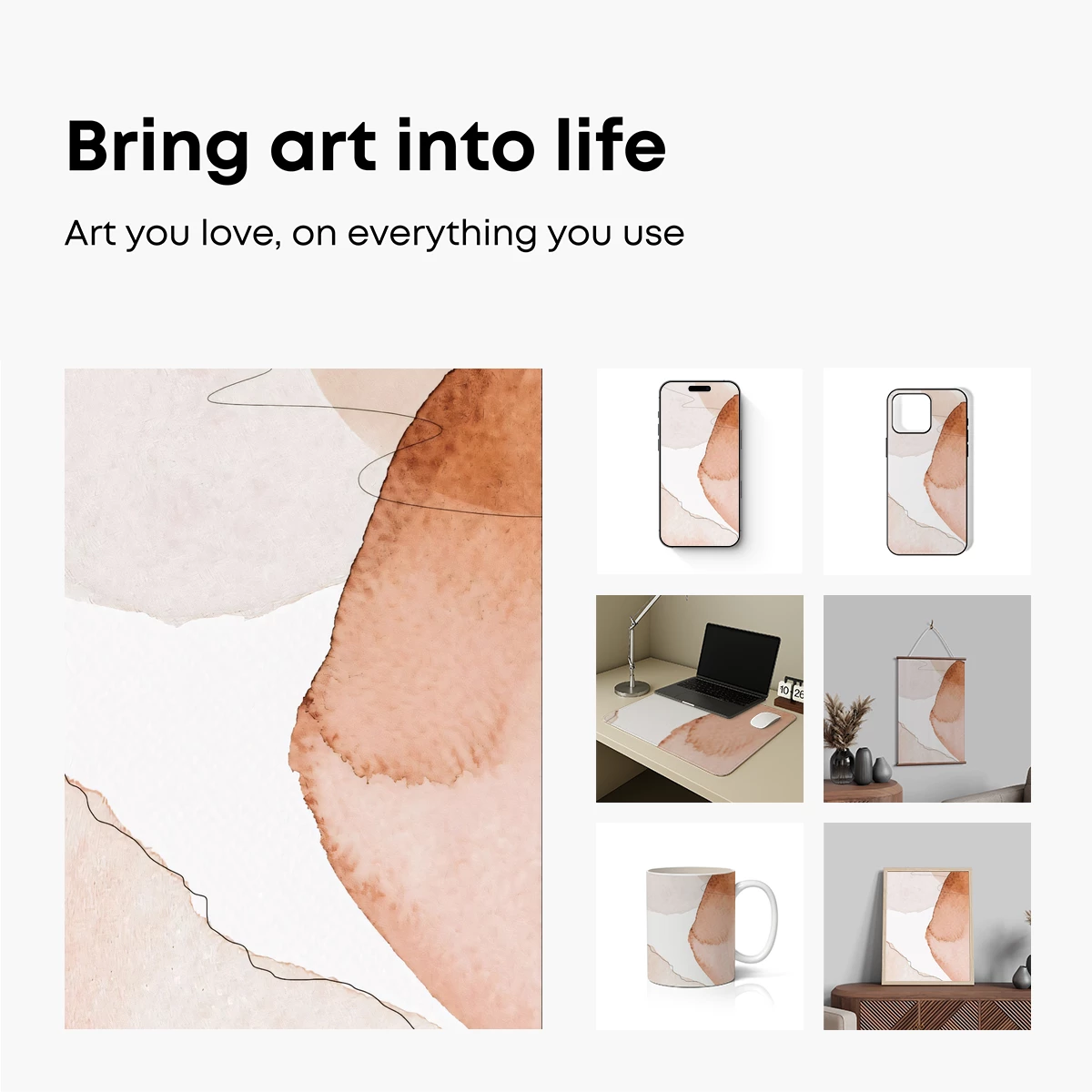 Abstract Watercolor Harmony: Blush and Terra Tones - Image 2