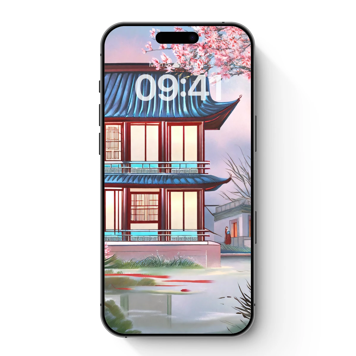 Cherry Blossom Serenity: Traditional Pavilion Reflections