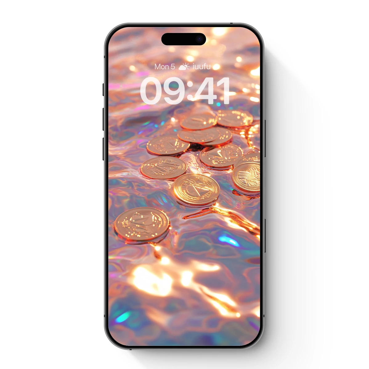Golden Coins on Iridescent Waves