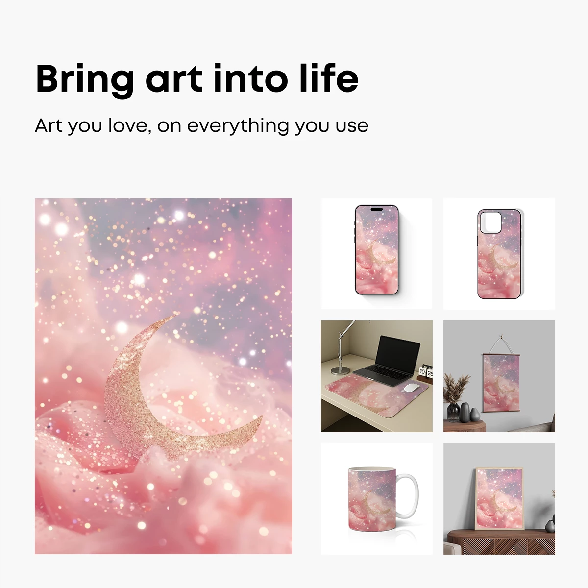 Glittering Crescent in Pastel Dreamscape - Image 2