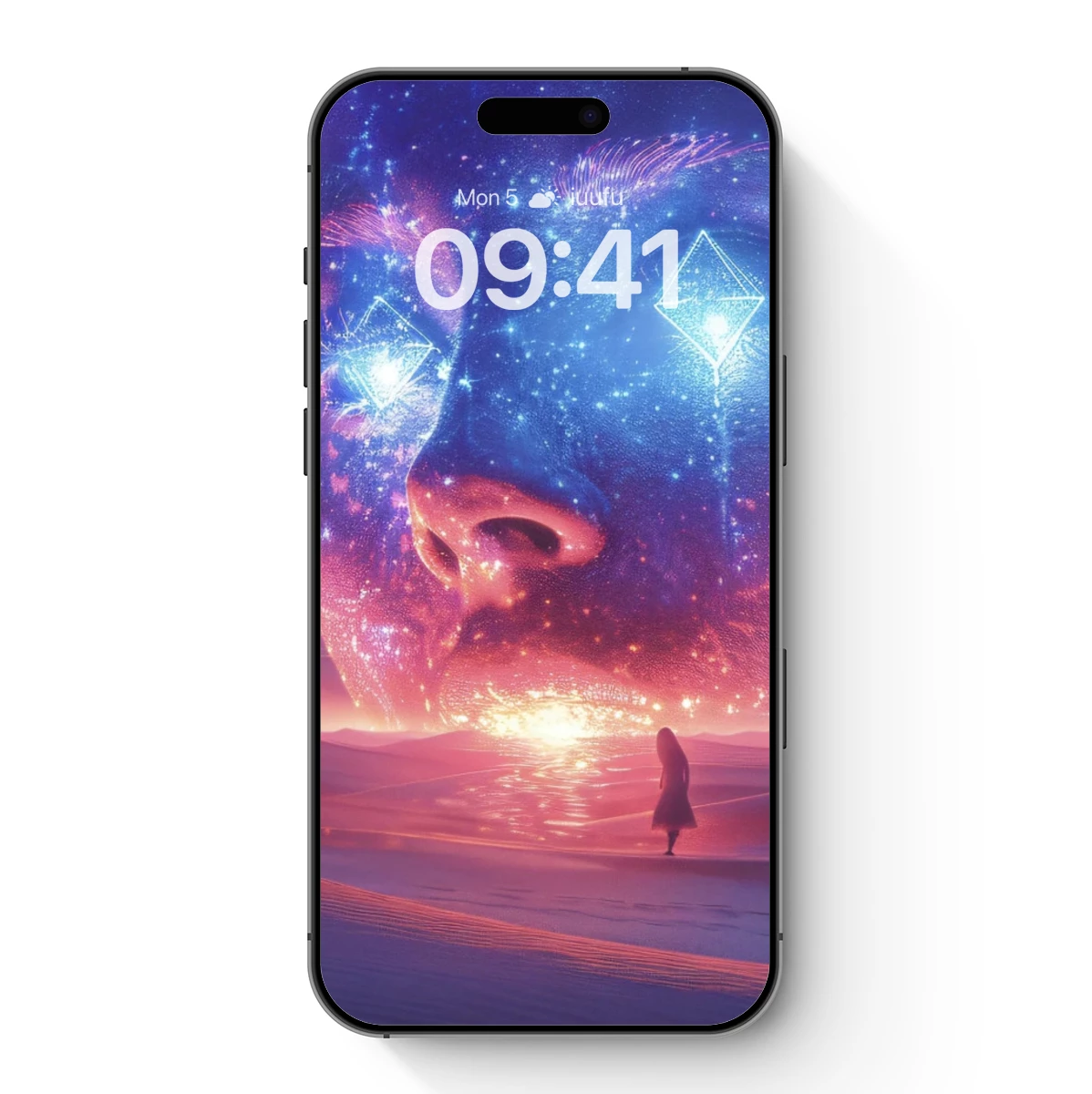 Cosmic Desert Odyssey: Surreal Face in the Stars