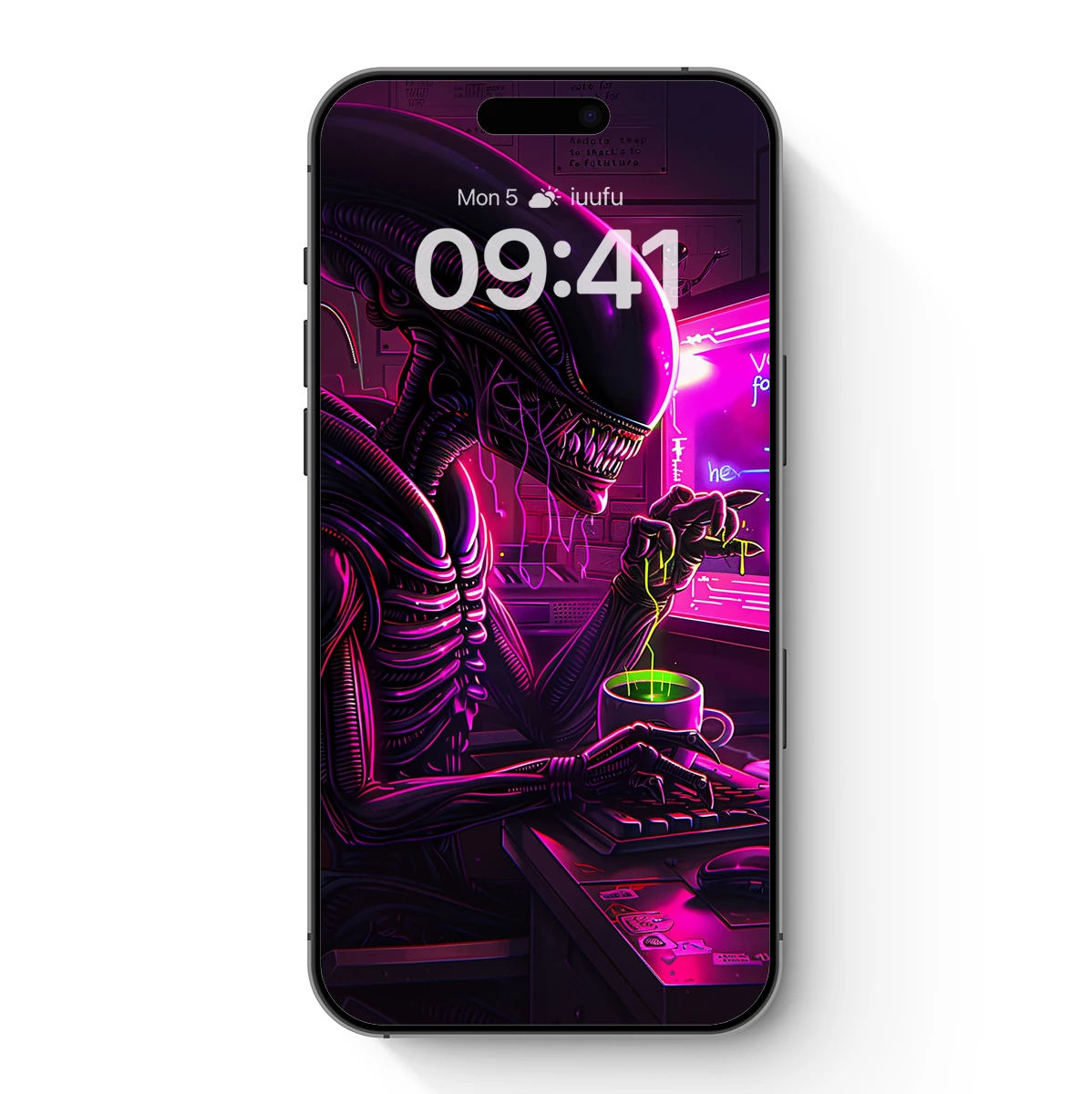 Alien Barista in Neon Cyberpunk