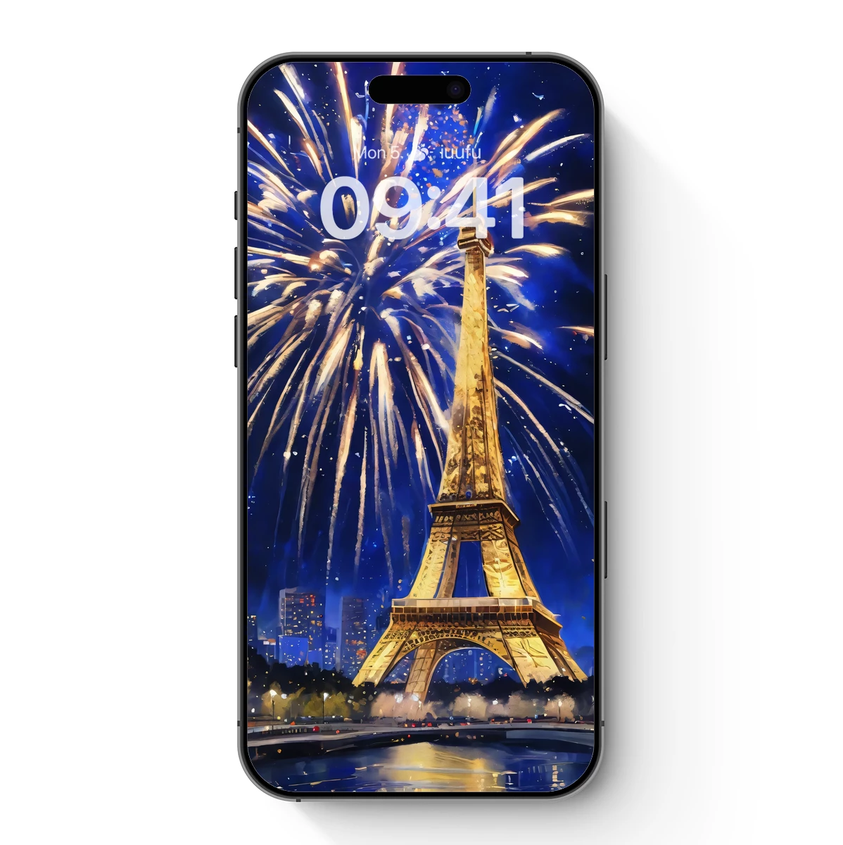 Eiffel Tower Illuminated by Festive Fireworks