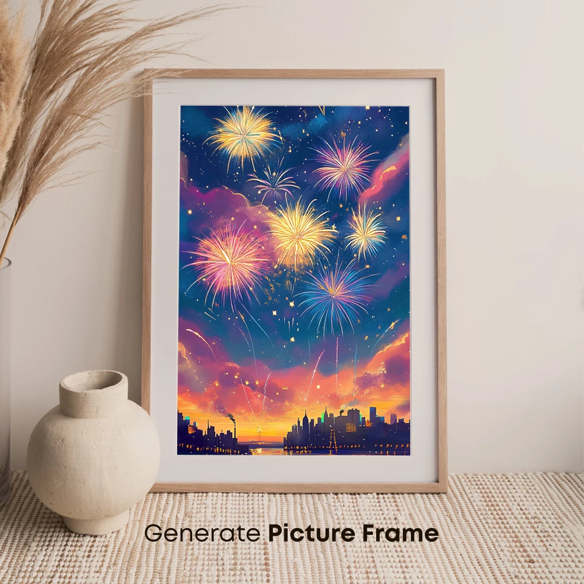 Cityscape Symphony: Fireworks Explode in Vivid Night Sky - Image 7