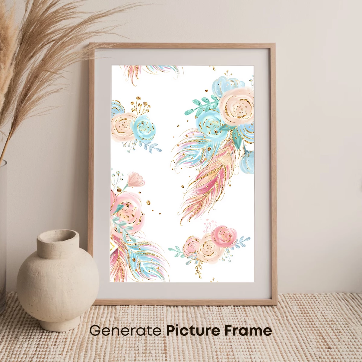Ethereal Floral Feathers in Pastel Harmony - Image 7