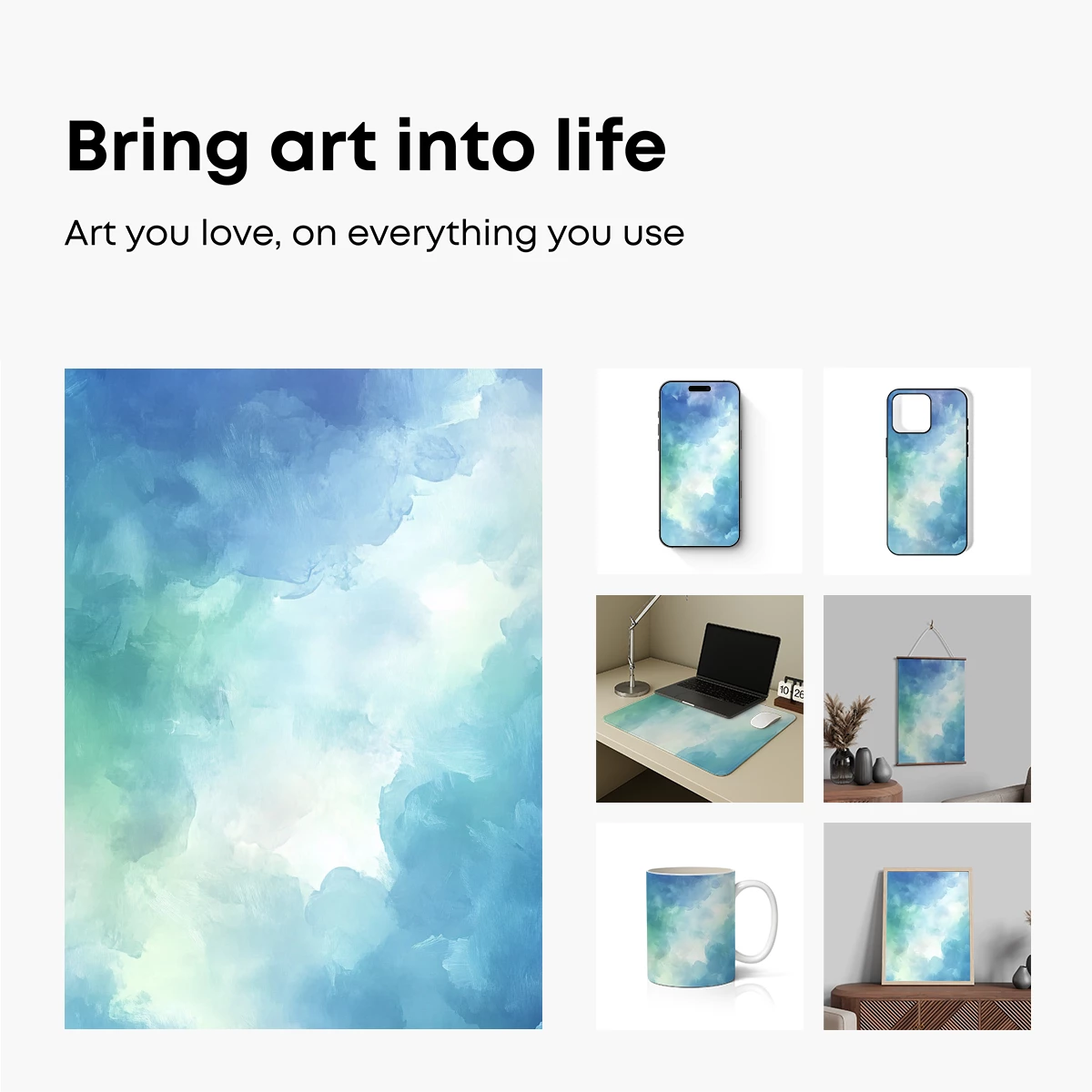 Ethereal Aqua Symphony: Abstract Cloudscape - Image 2