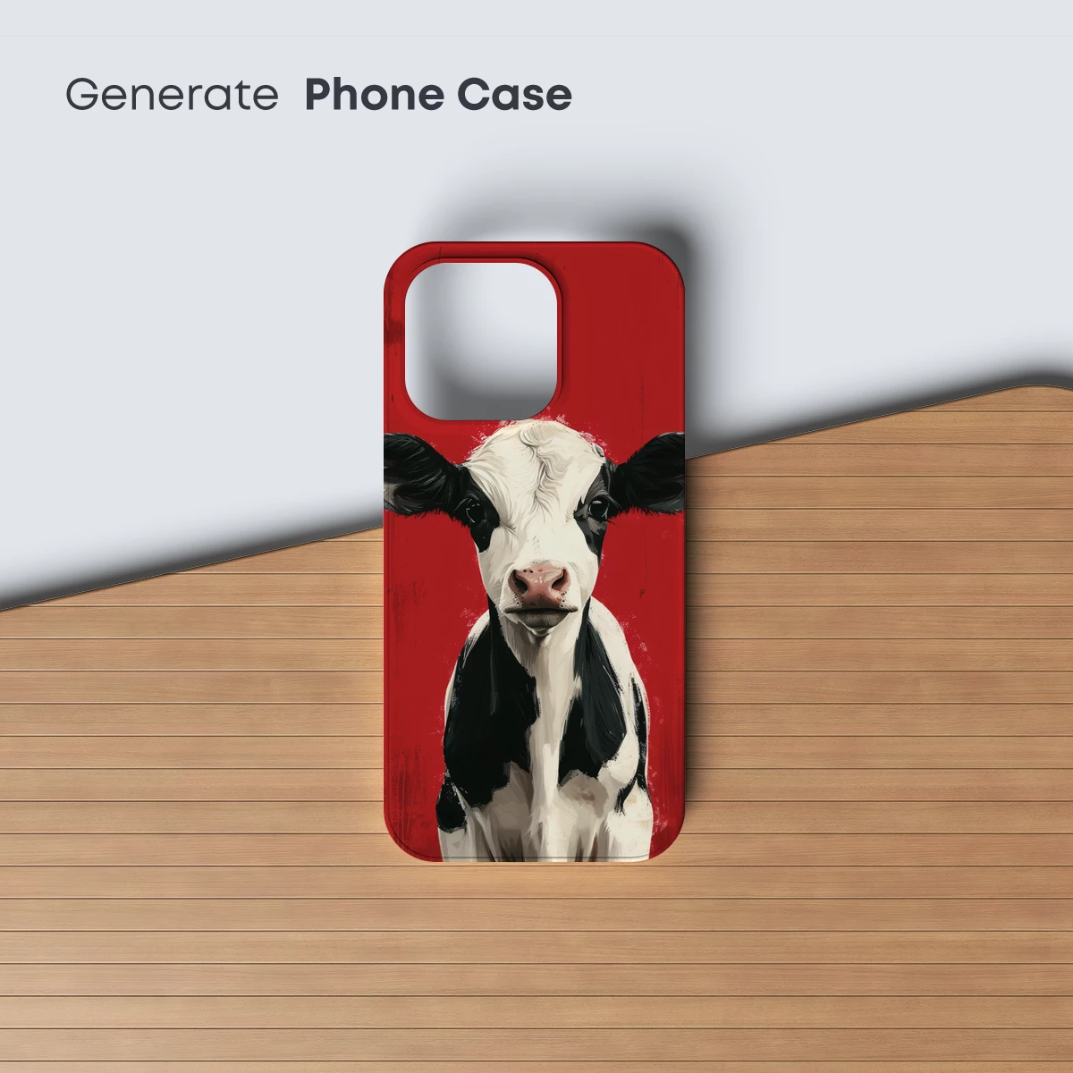 Bold Calf Portrait: Pop Art on Red Canvas - Image 3