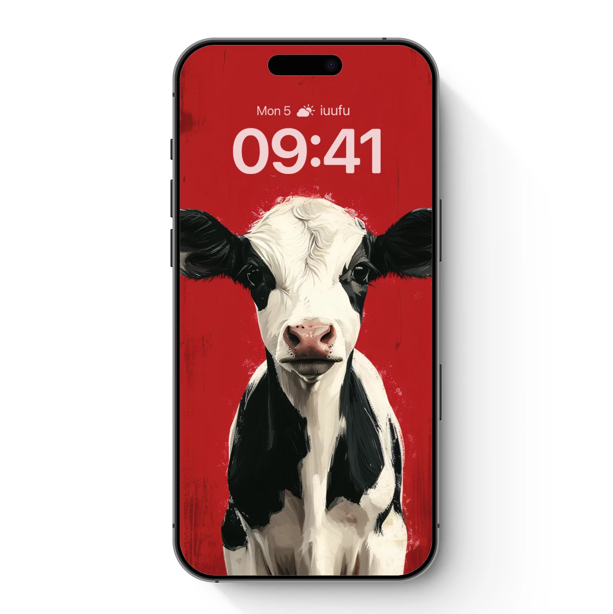 Bold Calf Portrait: Pop Art on Red Canvas