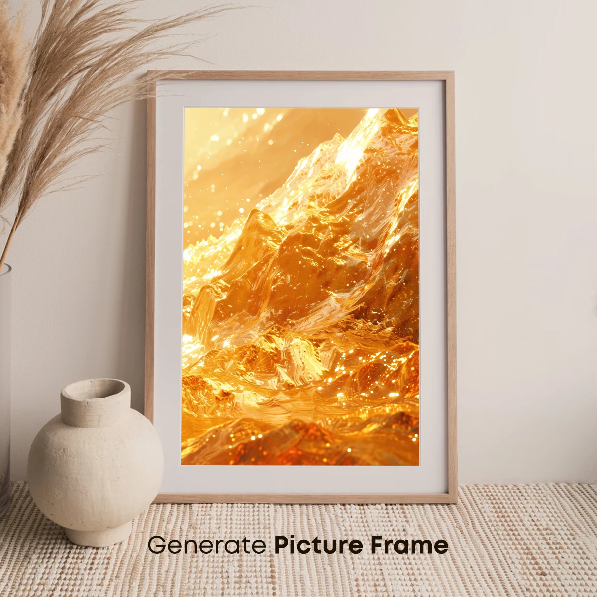 Golden Crystal Peaks: Radiant Fantasy Landscape - Image 7