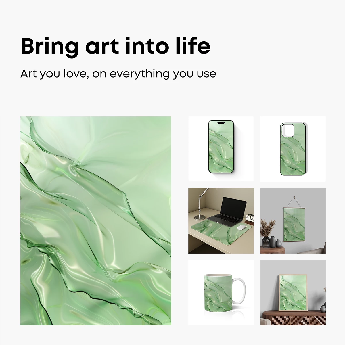 Ethereal Green Silk Waves - Image 2
