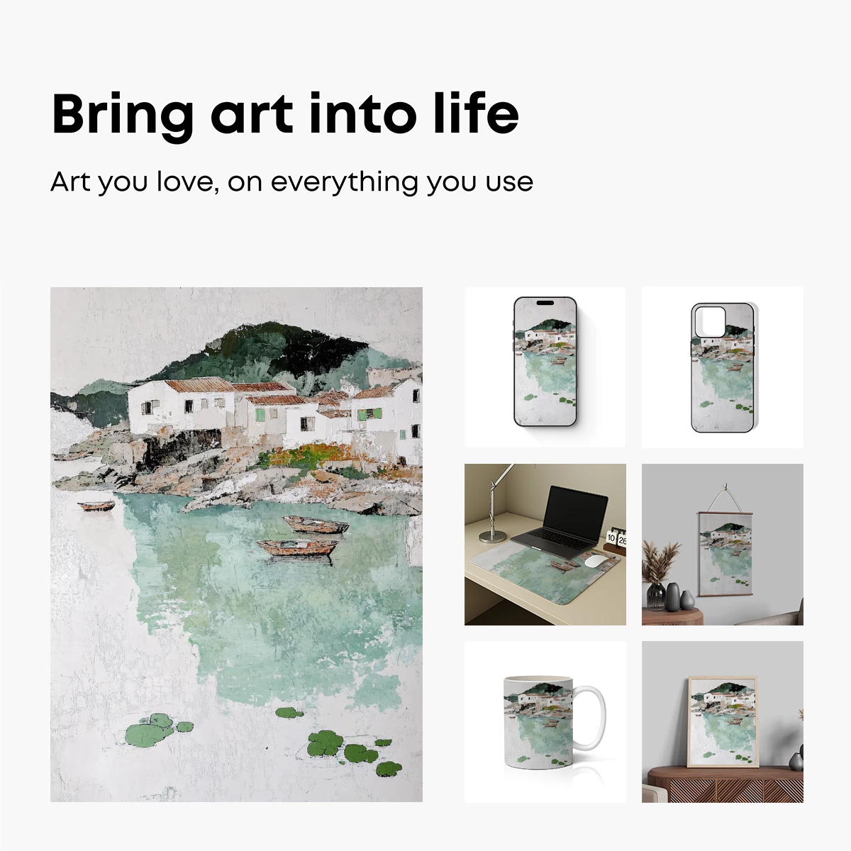 Coastal Serenity: Watercolor Village by the Sea - Image 2