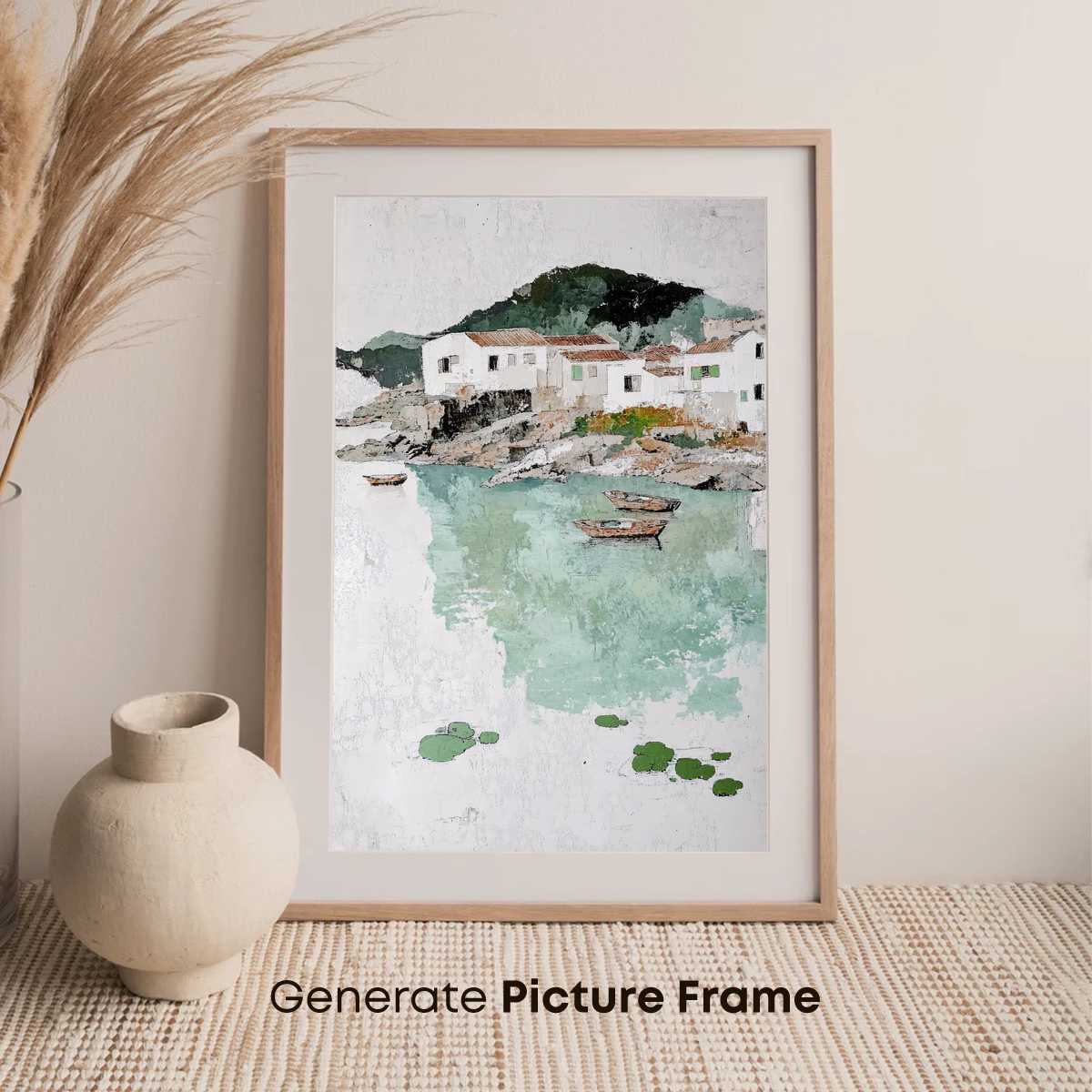 Coastal Serenity: Watercolor Village by the Sea - Image 7