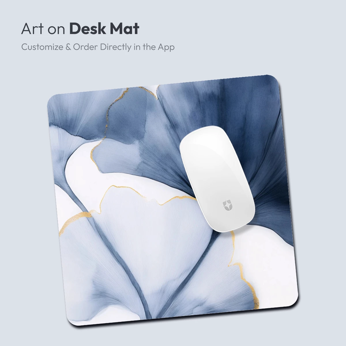 Elegant Ginkgo Leaves in Blue and Gold - Image 3