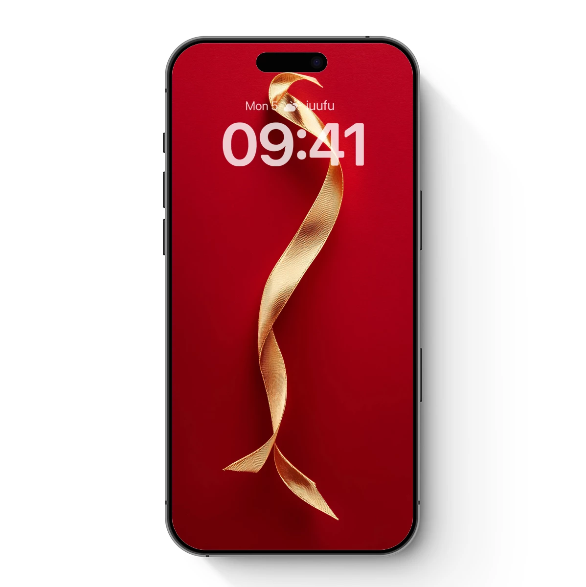 Golden Ribbon Elegance on Crimson