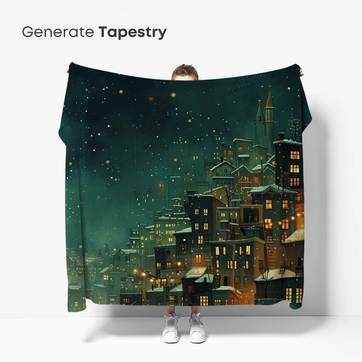 Moonlit Cityscape: A Cozy Winter Night - Image 5