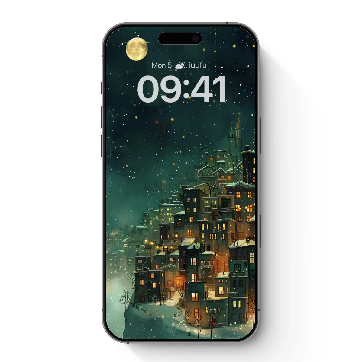 Moonlit Cityscape: A Cozy Winter Night