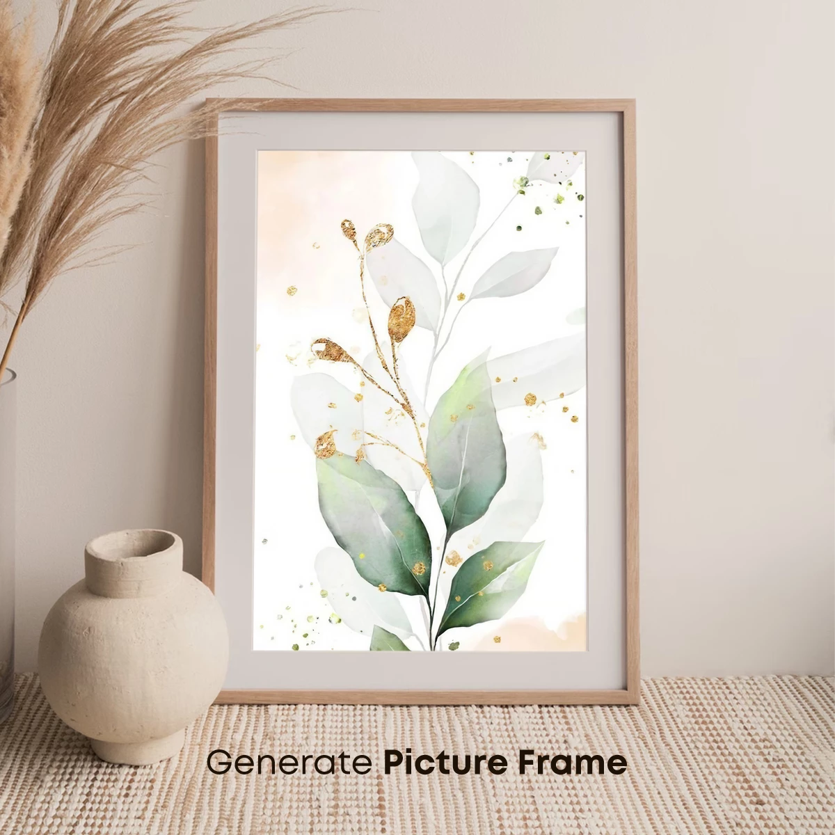 Golden Whisper: Ethereal Leaves in Watercolor Harmony - Image 7