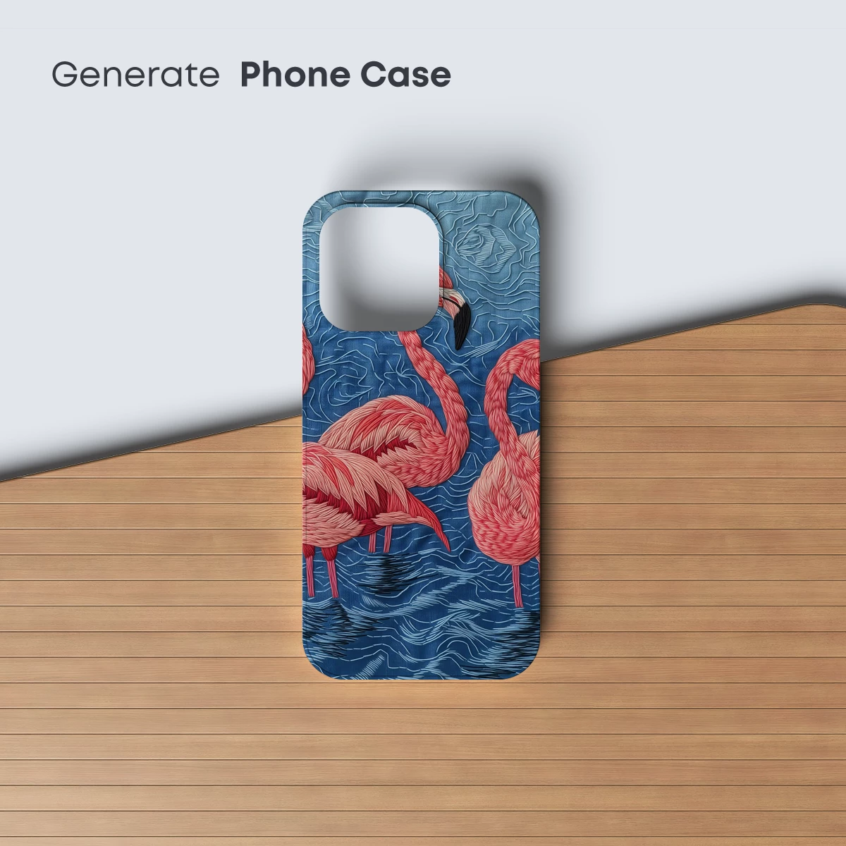 Elegant Flamingos in Textured Waters - Image 3