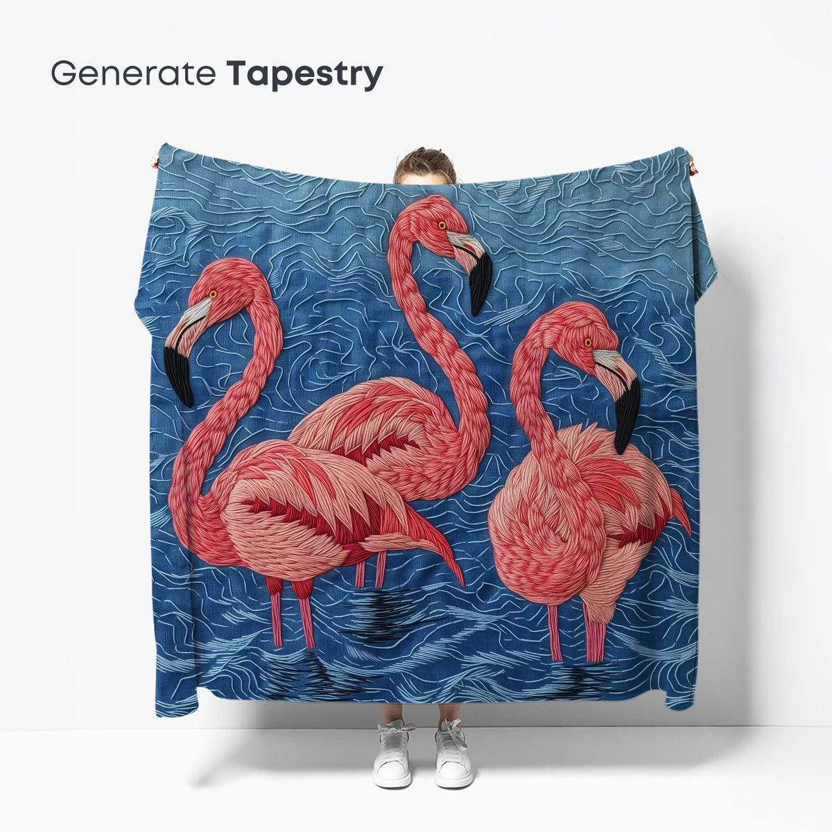 Elegant Flamingos in Textured Waters - Image 5