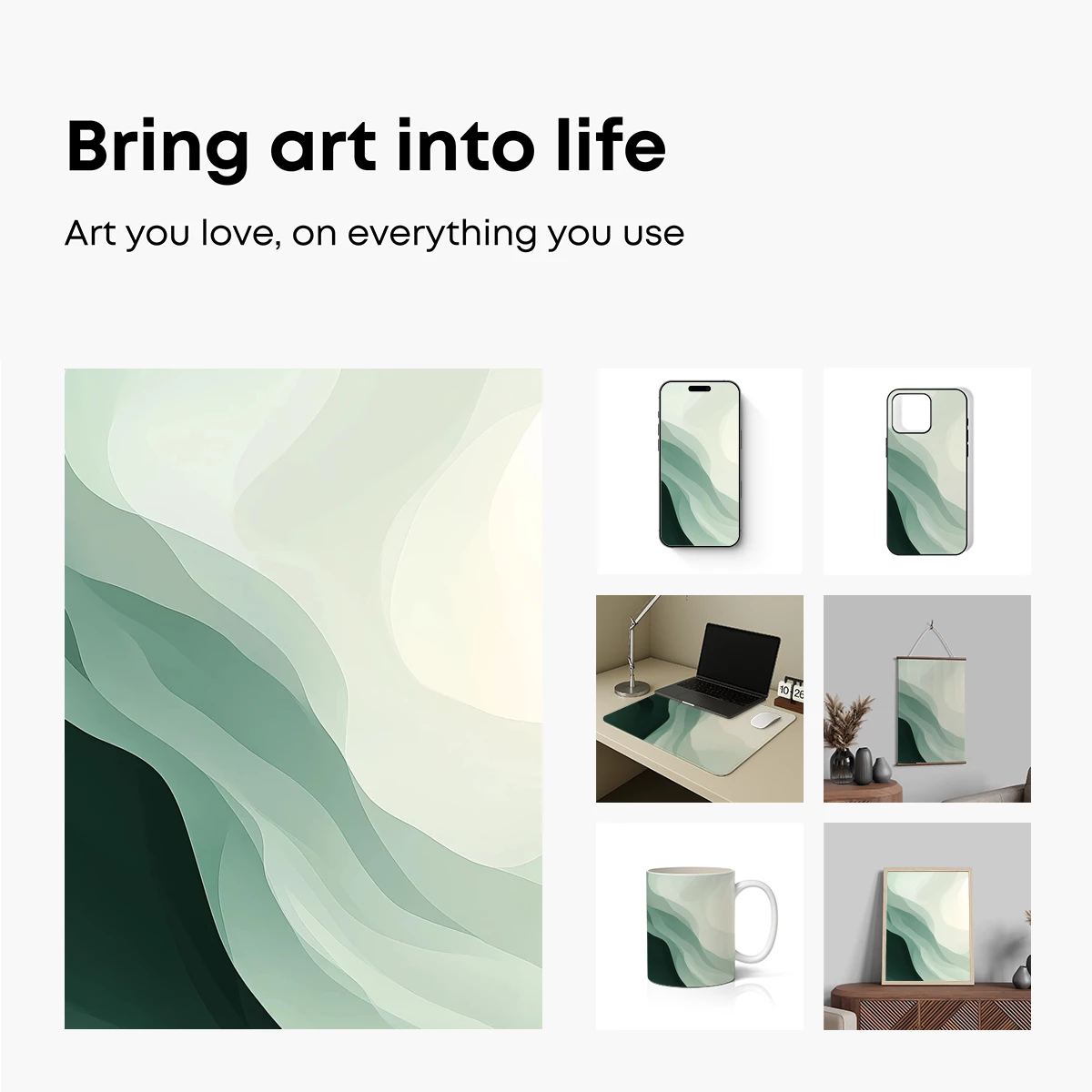 Ethereal Flow: Abstract Waves in Soft Teal - Image 2