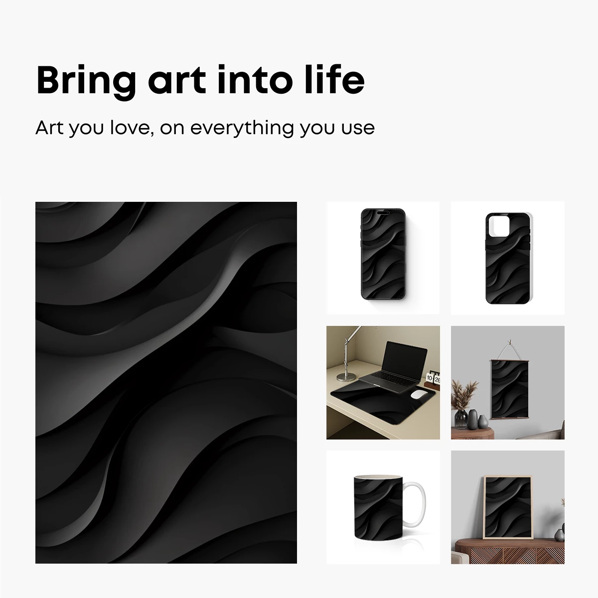 Elegant Black Waves: A Symphony of Shadows - Image 2