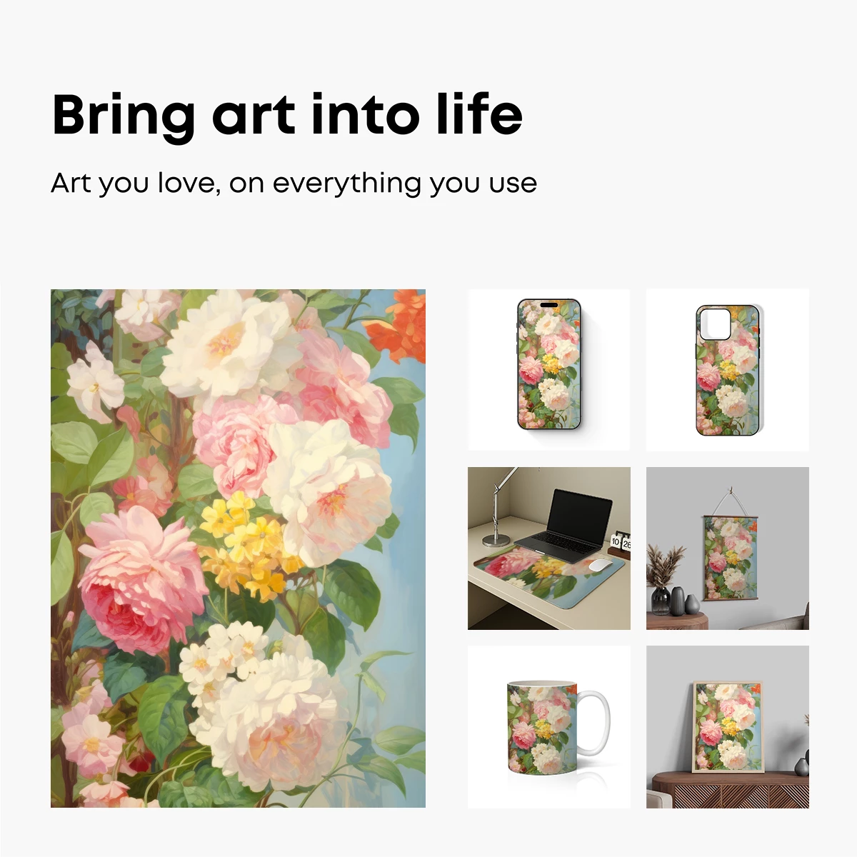 Bloom Symphony: Pastel Roses in Painterly Harmony - Image 2