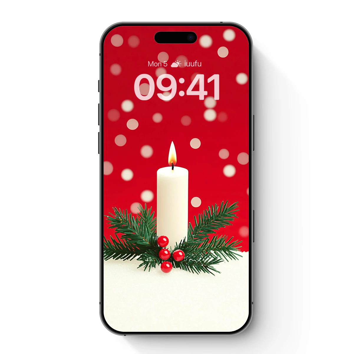 Festive Candle Glow with Pine and Berries