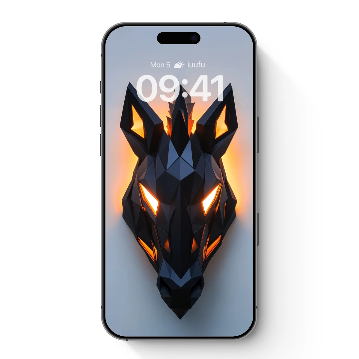 Geometric Wolf with Glowing Eyes