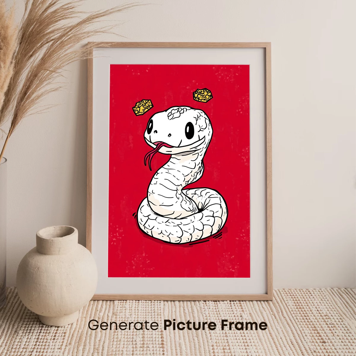 Charming Serpent with Golden Scales: Whimsical Cartoon Art - Image 7
