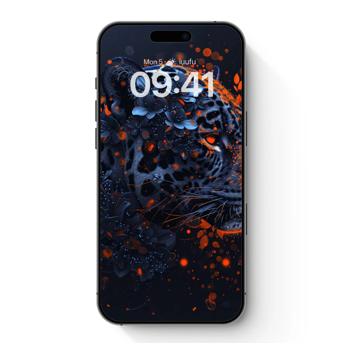 Jaguar in Floral Embrace: Neon Art Fusion