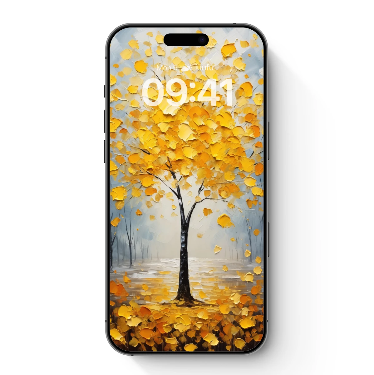 Golden Autumn Burst: Impressionist Tree Canvas