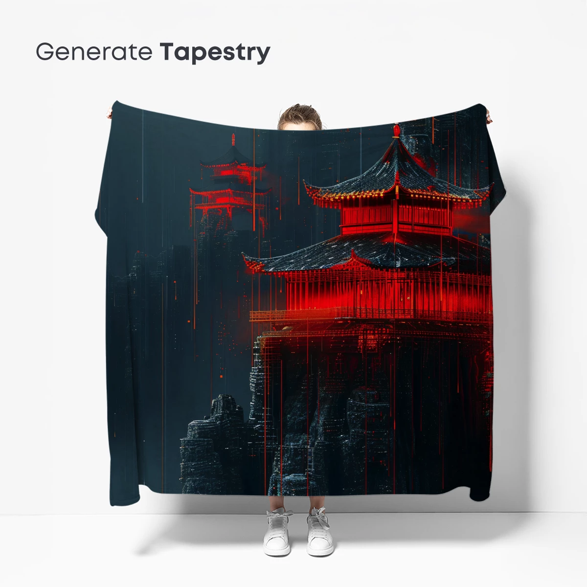 Crimson Pagodas in Cyber Fog - Image 5